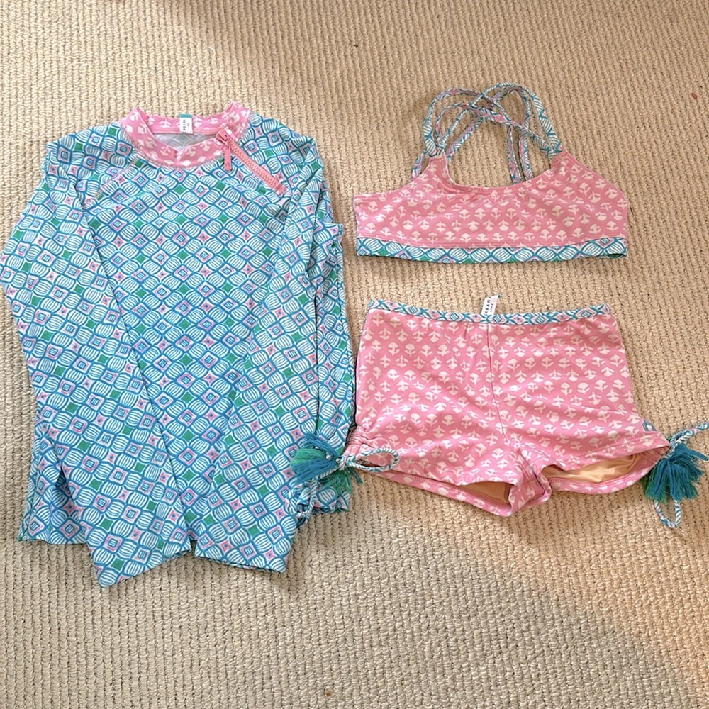Cabana Life girls 3 piece swim set. Size 10